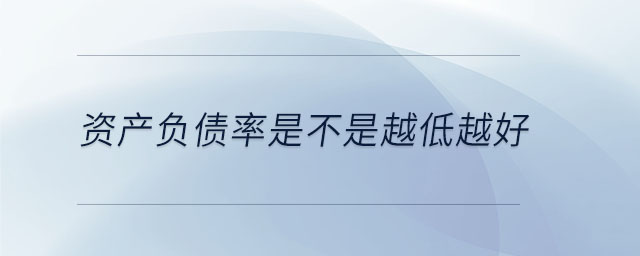 資產(chǎn)負(fù)債率是不是越低越好