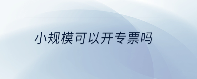 小規(guī)?？梢蚤_專票嗎？