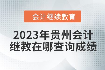 2023年貴州會計繼續(xù)教育在哪查詢成績？