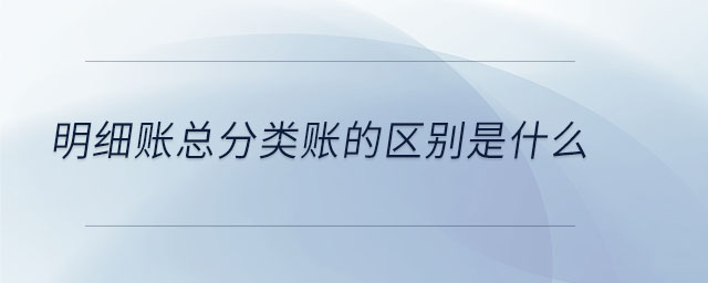 明細(xì)賬總分類賬的區(qū)別是什么