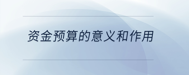 資金預算的意義和作用？