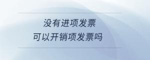 沒(méi)有進(jìn)項(xiàng)發(fā)票可以開(kāi)銷(xiāo)項(xiàng)發(fā)票嗎