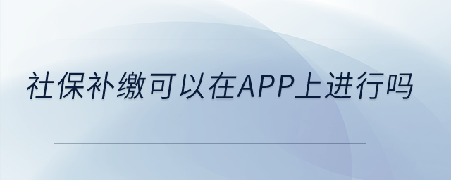 社保補(bǔ)繳可以在app上進(jìn)行嗎？