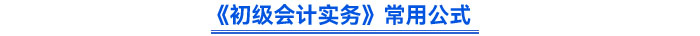 2024年《初級會計(jì)實(shí)務(wù)》常用公式
