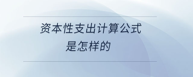資本性支出計(jì)算公式是怎樣的