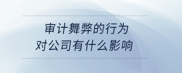 審計(jì)舞弊的行為對(duì)公司有什么影響？