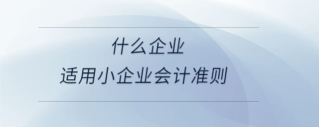 什么企業(yè)適用小企業(yè)會計準則