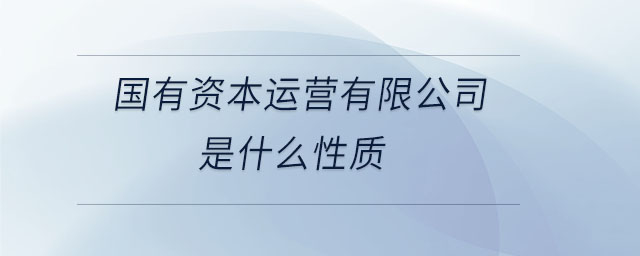 國(guó)有資本運(yùn)營(yíng)有限公司是什么性質(zhì)