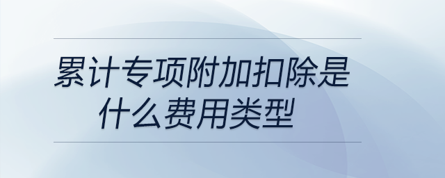累計專項附加扣除是什么費用類型