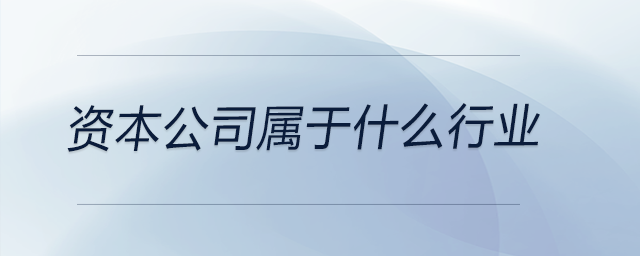 資本公司屬于什么行業(yè)