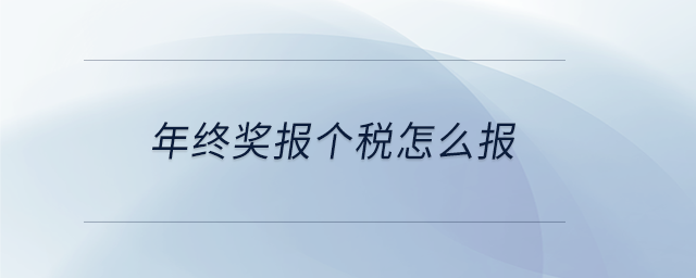 年終獎報個稅怎么報