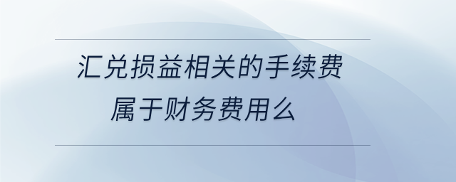 匯兌損益相關(guān)的手續(xù)費屬于財務(wù)費用么