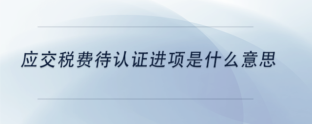 中級(jí)會(huì)計(jì)應(yīng)交稅費(fèi)待認(rèn)證進(jìn)項(xiàng)是什么意思