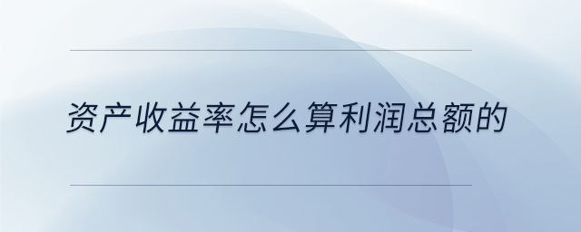資產(chǎn)收益率怎么算利潤總額的