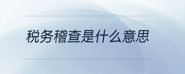 稅務(wù)稽查是什么意思