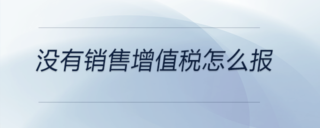 沒(méi)有銷(xiāo)售增值稅怎么報(bào)