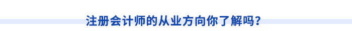 注冊會計師的從業(yè)方向你了解嗎？