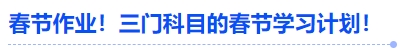 中級會計春節(jié)作業(yè)！三門科目的春節(jié)學習計劃！