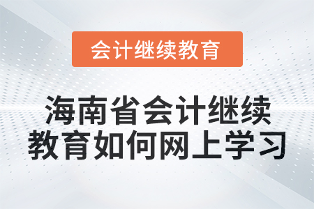 2024年海南省會計繼續(xù)教育如何進行網(wǎng)上學習