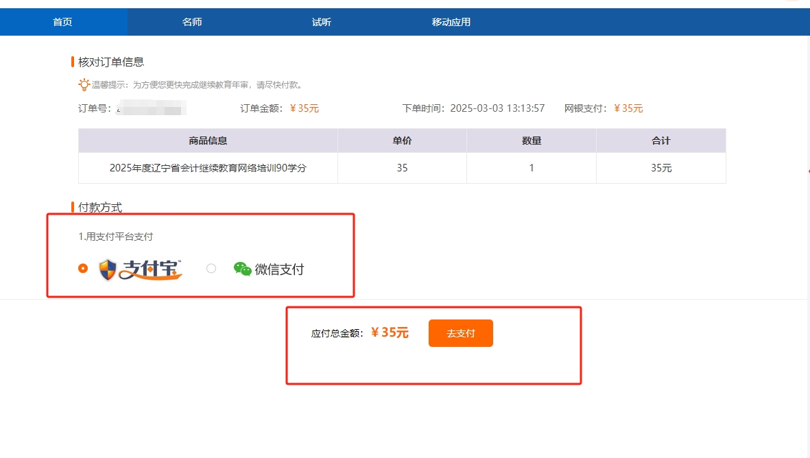 支付頁(yè)面