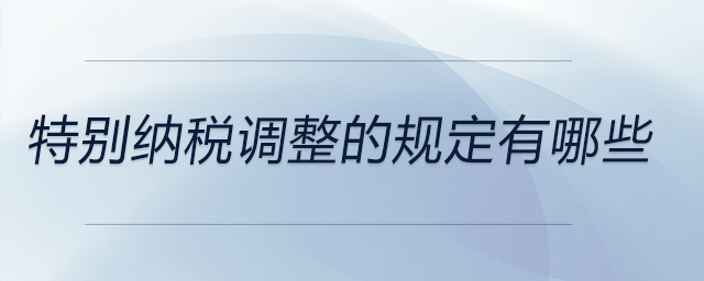 特別納稅調(diào)整的規(guī)定有哪些