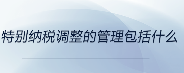 特別納稅調(diào)整的管理包括什么