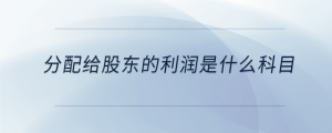 分配給股東的利潤是什么科目