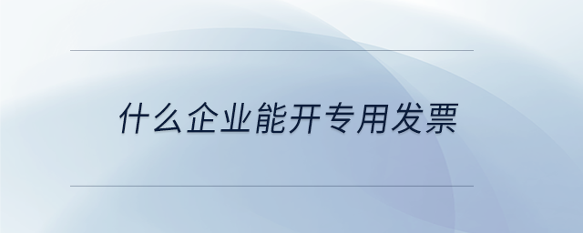 什么企業(yè)能開專用發(fā)票