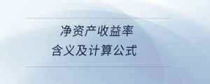  凈資產(chǎn)收益率含義及計算公式