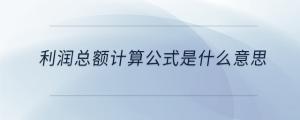 利潤(rùn)總額計(jì)算公式是什么意思