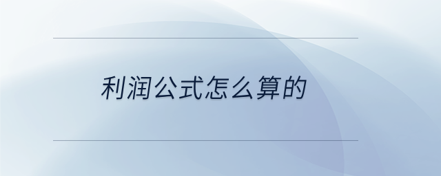 利潤(rùn)公式怎么算的