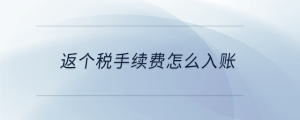 返個稅手續(xù)費(fèi)怎么入賬