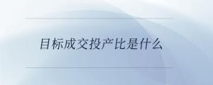 目標(biāo)成交投產(chǎn)比是什么