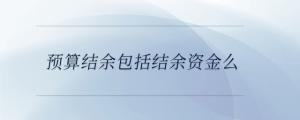 預(yù)算結(jié)余包括結(jié)余資金么