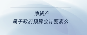 凈資產(chǎn)屬于政府預(yù)算會計要素么