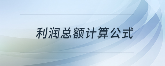 利潤總額計(jì)算公式