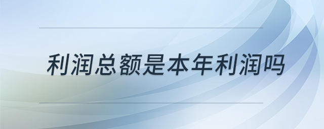 利潤(rùn)總額是本年利潤(rùn)嗎