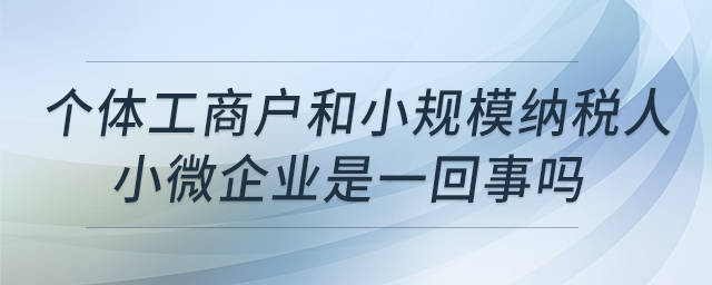 個體工商戶和小規(guī)模納稅人、小微企業(yè)是一回事嗎