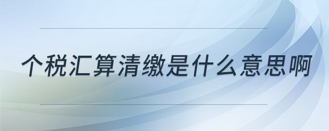 個(gè)稅匯算清繳是什么意思啊