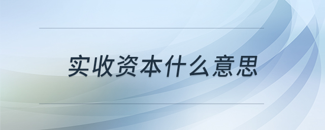 實收資本什么意思