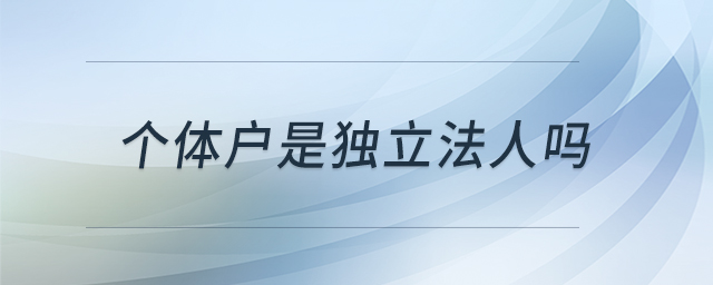 個體戶是獨立法人嗎