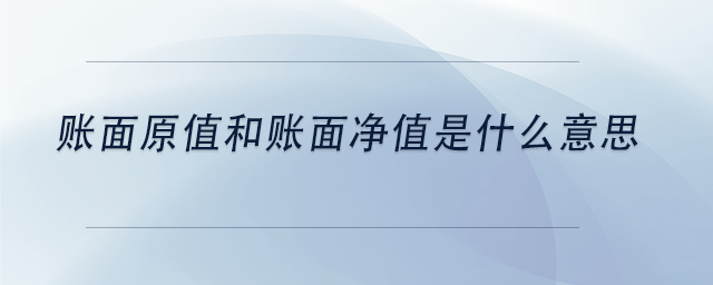 中級(jí)會(huì)計(jì)賬面原值和賬面凈值是什么意思