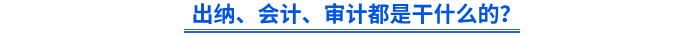 出納、會(huì)計(jì)、審計(jì)都是干什么的？