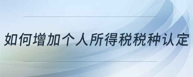 如何增加個(gè)人所得稅稅種認(rèn)定