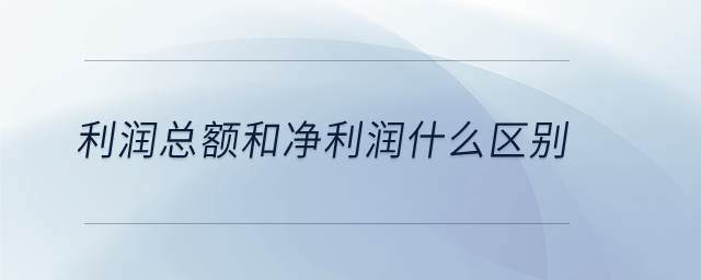 利潤(rùn)總額和凈利潤(rùn)什么區(qū)別