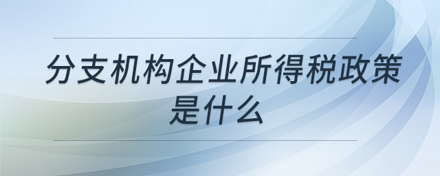 分支機(jī)構(gòu)企業(yè)所得稅政策是什么