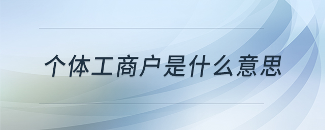 個體工商戶是什么意思
