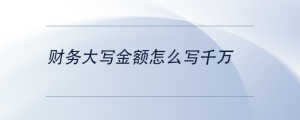 財務(wù)大寫金額怎么寫千萬