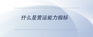 什么是營運(yùn)能力指標(biāo)