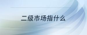 二級(jí)市場(chǎng)指什么